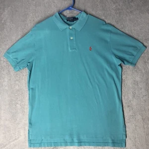 VNT Polo Ralph Lauren Mens Polo Shirt Teal Blue Large Short Sleeve W/Red Pony - Picture 1 of 5