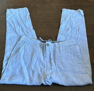 Panama Jack Mens Chino Linen Pants Blue Sz L Lightweight New - Picture 1 of 3