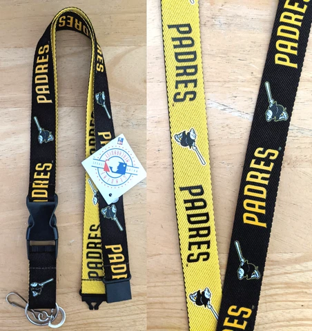 MLB San Diego Padres Lanyard Key Ring Keychain ID Holder Clip - Brown/Yellow Cover