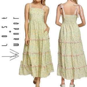 LOST & WANDER MAXI DRESS FLORAL TIERED RUFFLES SMOCKED SZ M - Picture 1 of 24