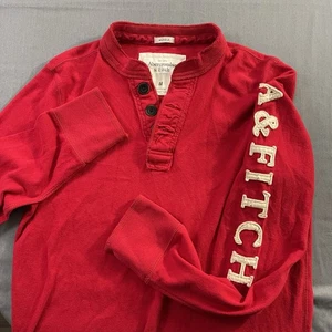 Camisa Abercrombie & Fitch Roja Henley Muscle Manga Larga Y2K Logo Manga Para Hombres M - Imagen 1 de 12