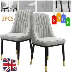 1/2/4PCS Faux Leather Dining Chairs Modern Dining Chairs with Gold Metal Legs - Picture 1 of 17