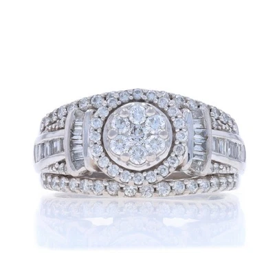 White Gold Diamond All-In-One Cluster Halo Engagement Ring - 10k Rnd 1.00ctw - Image 1 of 4