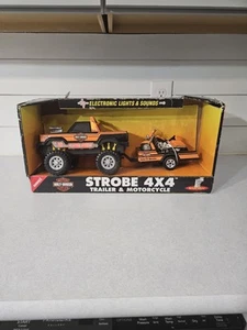 1993 Buddy L Harley Davidson Strobe 4x4 Truck, Trailor & Motorcycle NIB Vintage - Picture 1 of 15