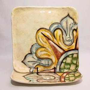 Vietri Italy Medallion 11" Square Dinner Plates Set Of 2 Retired Limited Edition - Picture 1 of 14