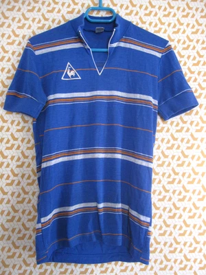Maillot Cycliste Le Coq Sportif Acrylique 70'S Bleu vintage Homme - 3 / M - Photo 1/4