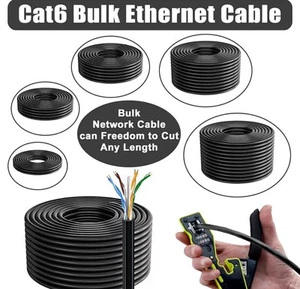 500m Cat6 Ethernet Outdoor/In/Ducting Cable - Solid Copper Twisted Pair +50 RJ45 - Afbeelding 1 van 13