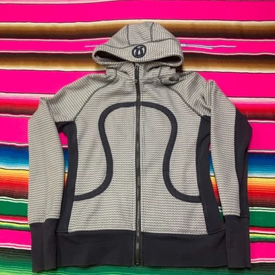 VTG Lululemon Scuba Hoodie Womens 10 Full Zip Rare Pattern Print Thumb Holes Y2K Foto 1 de 4