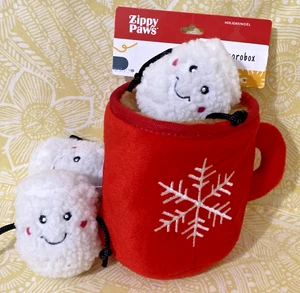 ZippyPaws HOLIDAY BURROW HOT COCOA Squeaky Plush Dog Pet Toy New -FREE SHIPPING- - Picture 1 of 12