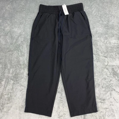 SPANX брюки женщин Sz M черный на ходу тонкий синий стороне полоски тянуть на укороченный новый с Ярлыками - Изображение 1 из 4