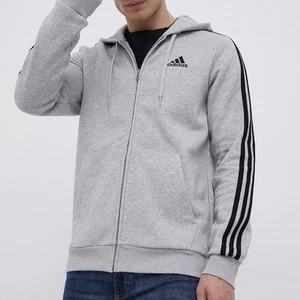 Adidas 3S Fleece Full-Zip Men's Size M Medium Hoodie Gray Sweatshirt #041 - Picture 1 of 8