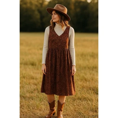 Vestido Jumper Vintage Paisley Feminino Grande Retrô Anos 70 Camadas Boho Chic Festivais - Imagem 1 de 4