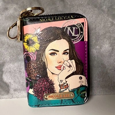 Nicole Lee U.S.A. Llavero Muñeca Billetera Portatarjetas Mujer Ilustrada Arte Floral Foto 1 de 4