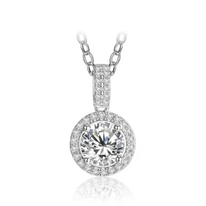 1ct Necklace Pendant White Gold Diamond Test Pass Lab-Created VVS1/D/Excellent - Picture 1 of 6