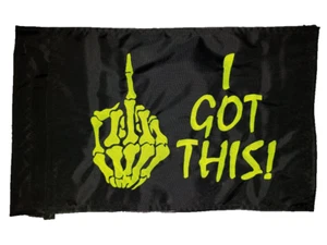 Custom FU SKELETON HAND I GOT THIS Safety Flag ATV JEEP UTV Hecho para adaptarse - Imagen 1 de 4