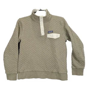 Patagonia Womens Pullover Small Quilted 1/4 Snap T Organic Cotton Sage - Picture 1 of 8