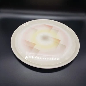 12.75" Round Pottery Serving Platter Plate Pastel Multicolor Swirl - Picture 1 of 3