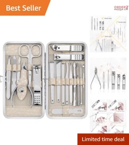 18-Piece Stainless Steel Manicure Set with Luxurious Case for Travel & Gifts - Picture 1 of 8