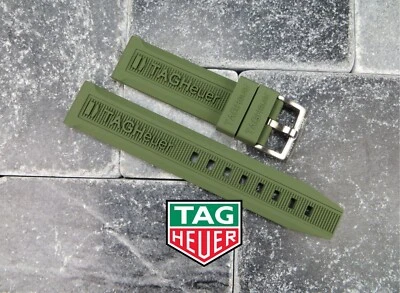 Novo 20 mm autêntico TAG HEUER pulseira de borracha macia verde OEM pulseira de relógio de mergulho G - Imagem 1 de 4
