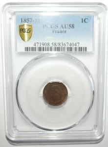 1857 -MA FRANCE UN CENTIME 1C PCGS AU58 MARSEILLE NAPOLEON <KM#775.6> - Picture 1 of 3