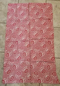 VINTAGE UNOPENED FEED BAG MATERIAL RED & WHITE FLOWER CHECKED 36" X 22" (44") ! - Picture 1 of 5