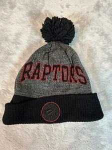 TORONTO RAPTORS BOARD KNIT POM BEANIE ADULT HAT BK GREY  MENS MITCHELL & NESS - Picture 1 of 5
