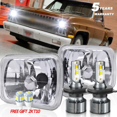 Compatível com Chevrolet C10 C20 C30 1981-1986 Par 7x6 5x7 Faróis de LED Hi/Lo DOT - Imagem 1 de 4