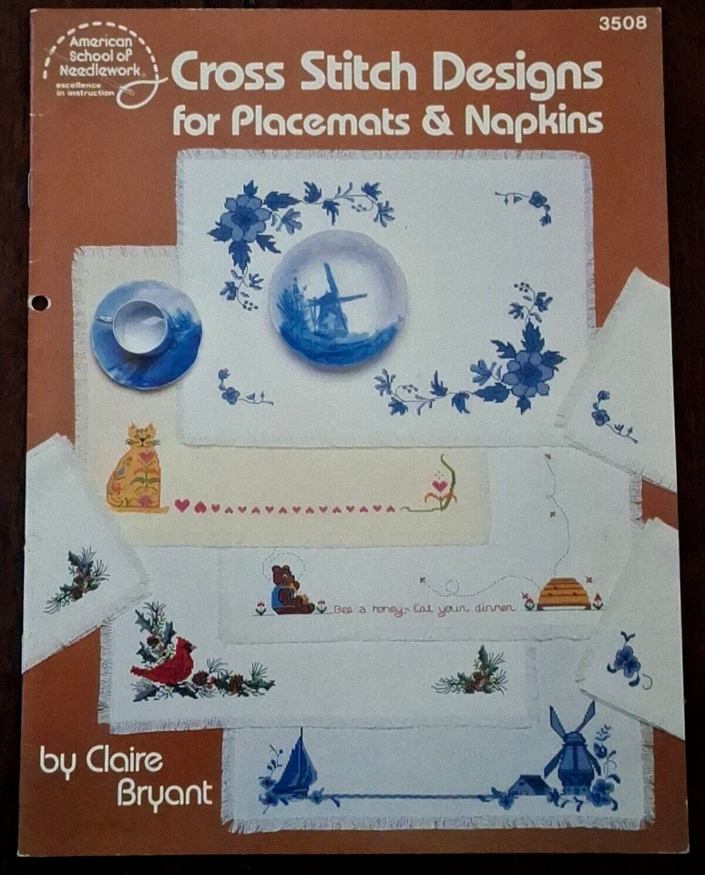 CROSS STITCH PATTERN BOOKLET - DESIGNS FOR PLACEMATS & NAPKINS - LOOK! - image 1 of 1