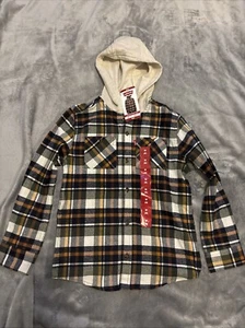 Levi's Hooded Plaid Flannel Button Up Shirt, Oatmeal Heather, Choose Size - NEW - Picture 1 of 1