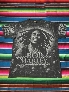 Vintage Bob Marley 90s 80s One Love AOP Shirt ULTRA RARE XL JamaicanStyle Single - Bild 1 von 10
