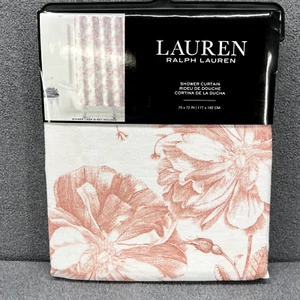 Ralph Lauren Fabric Shower Curtain Camellia Butterflies Salmon Floral 70"x72" - Picture 1 of 9
