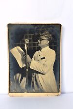 Antique Indian Photograph Parsee Gentleman Turban To Address People Felicite