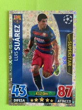 Card Topps Suarez #250 Match Attax Champ. League 2015 16 Barcelona Superstar 80s