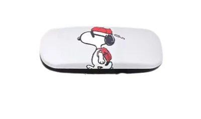 New Snoopy Peanuts RED Hat Gray Glasses Case Hard Protector Sunglasses Storage - Image 1 of 4