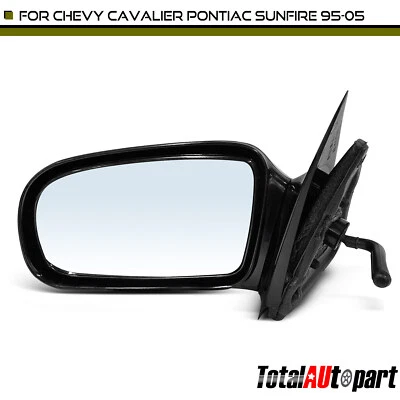 Black Smooth Manual Mirror for Chevrolet Cavalier Pontiac Sunfire 95-05 Driver - Image 1 of 4