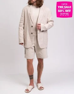 Giacca blazer jacquard ETRO RRP €1230 IT60 US50 XXL foderata misto lino a righe - Foto 1 di 9