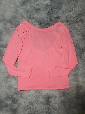 Suéter Rosa Victoria's Secret Para Mujer M Rosa Estrás Corte Bajo Espalda Usado en Excelente Condición Foto 1 de 4