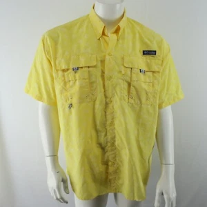 Columbia PFG Herren Angeln Outdoor belüftetes Hemd Größe Medium gelb Fischdruck - Bild 1 von 10