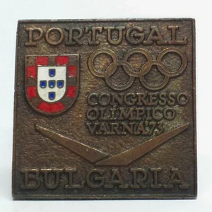 RARO CONGRESO OLÍMPICO DE VARNA 1973, BULGARIA/PORTUGAL INSIGNIA ESMALTADA NOC - Imagen 1 de 5