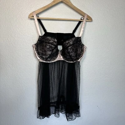 Torrid Babydoll Women 2 Black Sheer Lace Lingerie Sleepwear Romantic Fairy Goth - Image 1 of 4