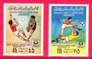 W LIBYA 0827-828 MEXICO WORLD UNIVERSITY SUMMER GAMES HANDBALL FOOTBALL PERF SET - Picture 1 of 1