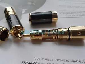 4x LT USA Copper Gold Plated Carbon Fiber RCA Connector Plug - Picture 1 of 1