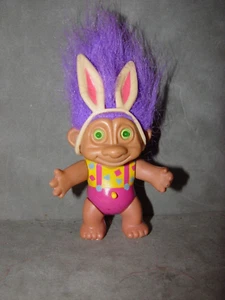 Troll Doll 3" Soma Easter Bunny Rabbit Light up Eyes Jointed Purple Hair - Picture 1 of 1