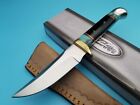 Fixed Blade Hunting Knife Imit. Turquoise Horn Handle 8.25" X 4" Leather Sheath