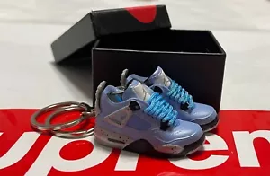 3D AJ4 Retro Universitario Azul Zapatilla Llaveros Par Caja Mini Regalo - Imagen 1 de 1