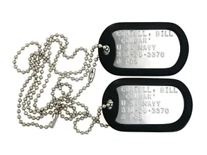Bill "Cougar" Cortell Stainless Steel Military Dog Tag Set  - Picture 1 of 2