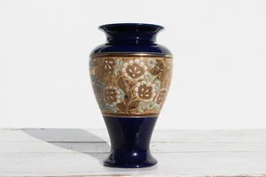 Antique Royal Doulton Slaters Vase, Art Nouveau Enameled Flowers & Gilt - Picture 1 of 11