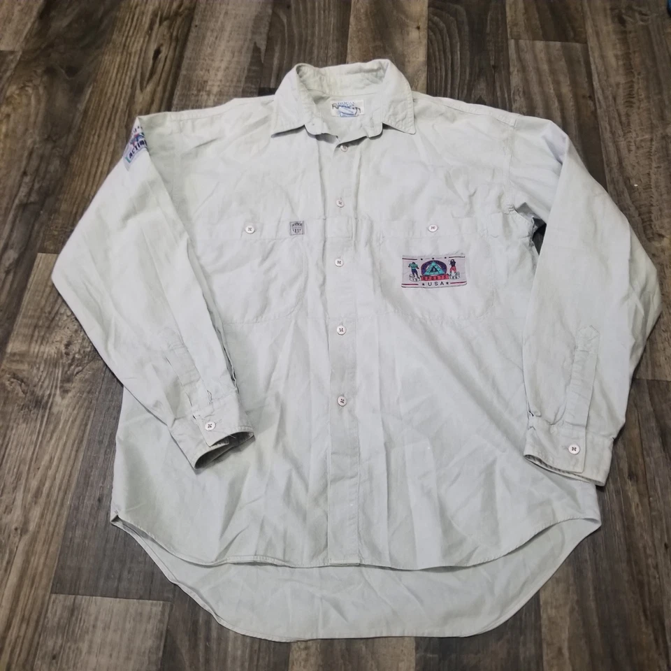 Camisa De Colección Años 90 Bugle Boy Para Hombres Azul Desteñida Bolsillo Abotonada Pequeña Foto 1 de 4