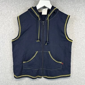 Vintage Big Flirt Hoodie Kids Girls Size Small Navy Blue Full Zip Sleeveless - Picture 1 of 14