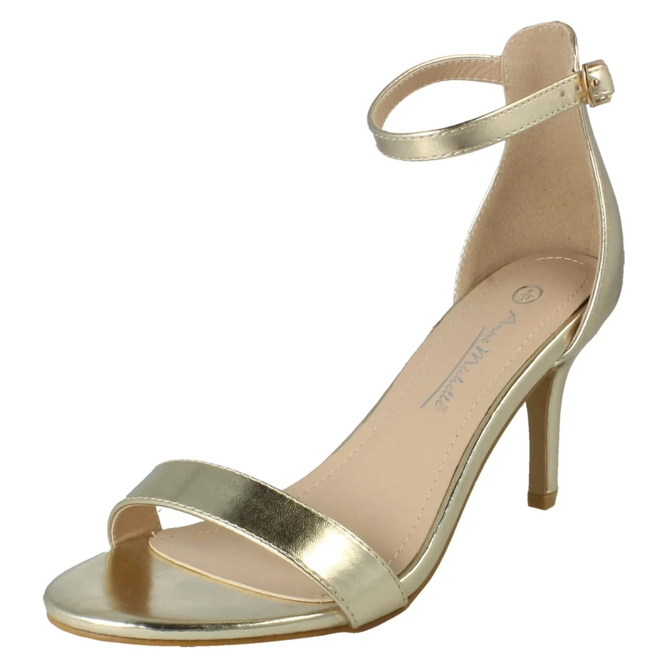 Mujer Anne Michelle de Tacón Alto Hebilla Tira en Tobillo Sandalias Noche - Imagen 1 de 1